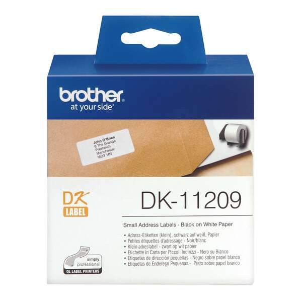 BROTHER ORIGINAL - Brother DK11209 Rouleau d'étiquettes d'adresse noir sur blanc