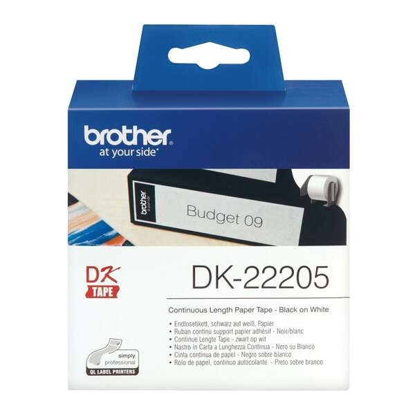 BROTHER ORIGINAL - Brother DK22205 Rouleau de papier continu noir sur blanc