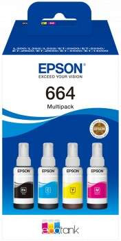 EPSON ORIGINAL - Epson T664 Pack de 4 Bouteilles d'encre originales C13T664640