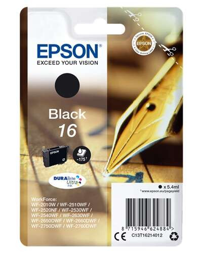 EPSON ORIGINAL - Epson T1621 Noir Cartouche d'encre originale C13T16214012