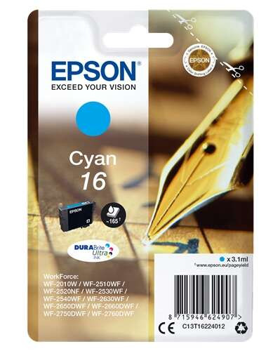 EPSON ORIGINAL - Epson T1622 Cyan Cartouche d'encre originale C13T16224012
