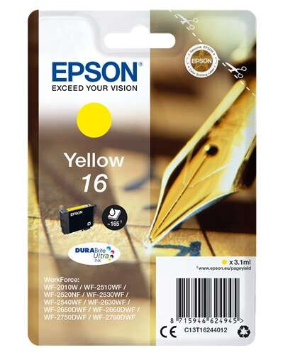 EPSON ORIGINAL - Epson T1624 Jaune Cartouche d'encre originale C13T16244012