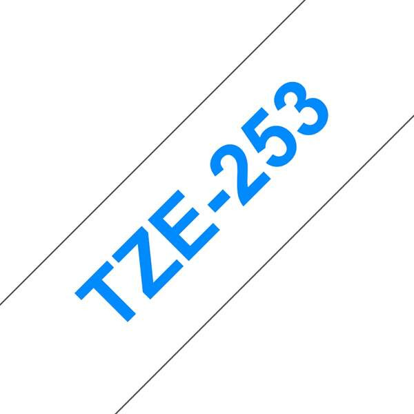 COMPATIBLE BROTHER - TZE253 Ruban pour étiqueteuse bleu sur blanc