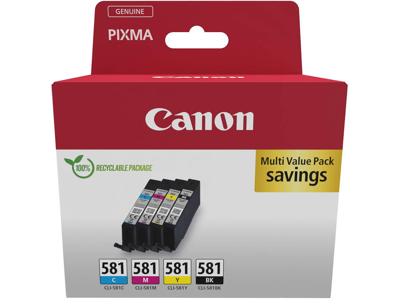 CANON ORIGINAL - Canon CLI581 Multipack de 4 cartouches d'encre originales 2103C006