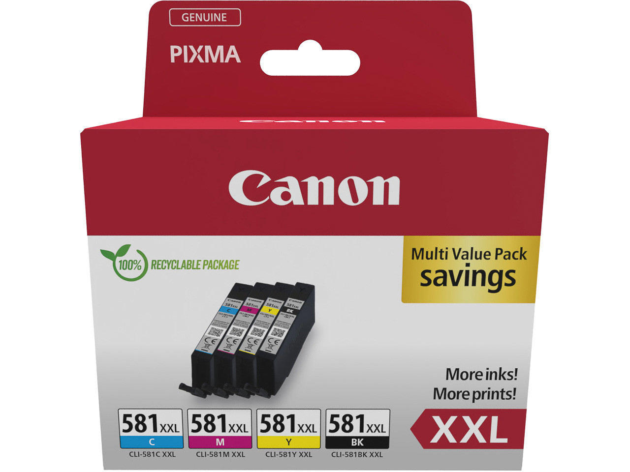 CANON ORIGINAL - Canon CLI581XXL Multipack de 4 cartouches d'encre originales 1998C007