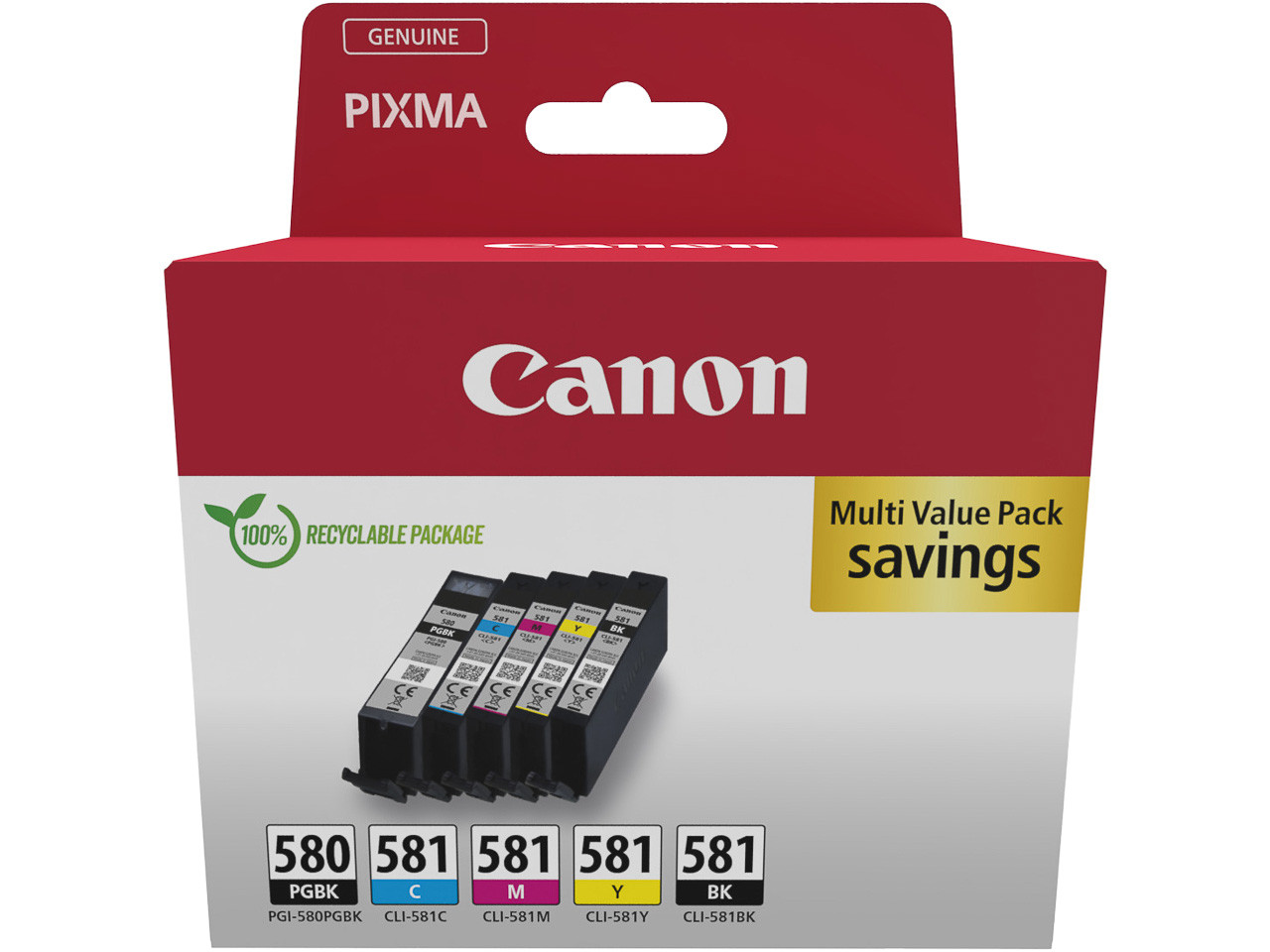 CANON ORIGINAL - Canon PGI-580-CLI581 Multipack de 5 cartouches d'encre originales 2078C007