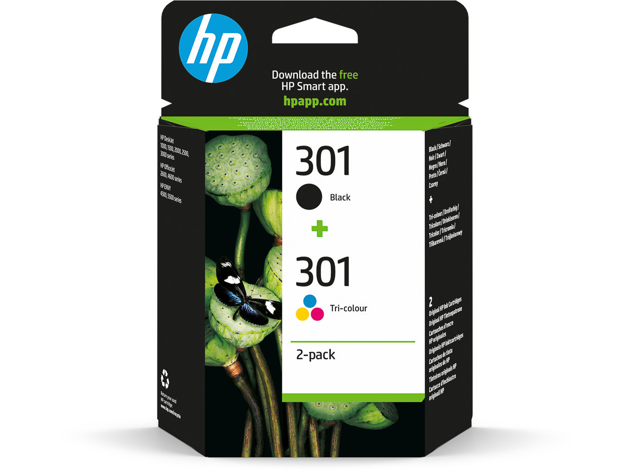 HP ORIGINAL - HP 301 Noir-Tricolor Pack de 2 Cartouches originales N9J72AE