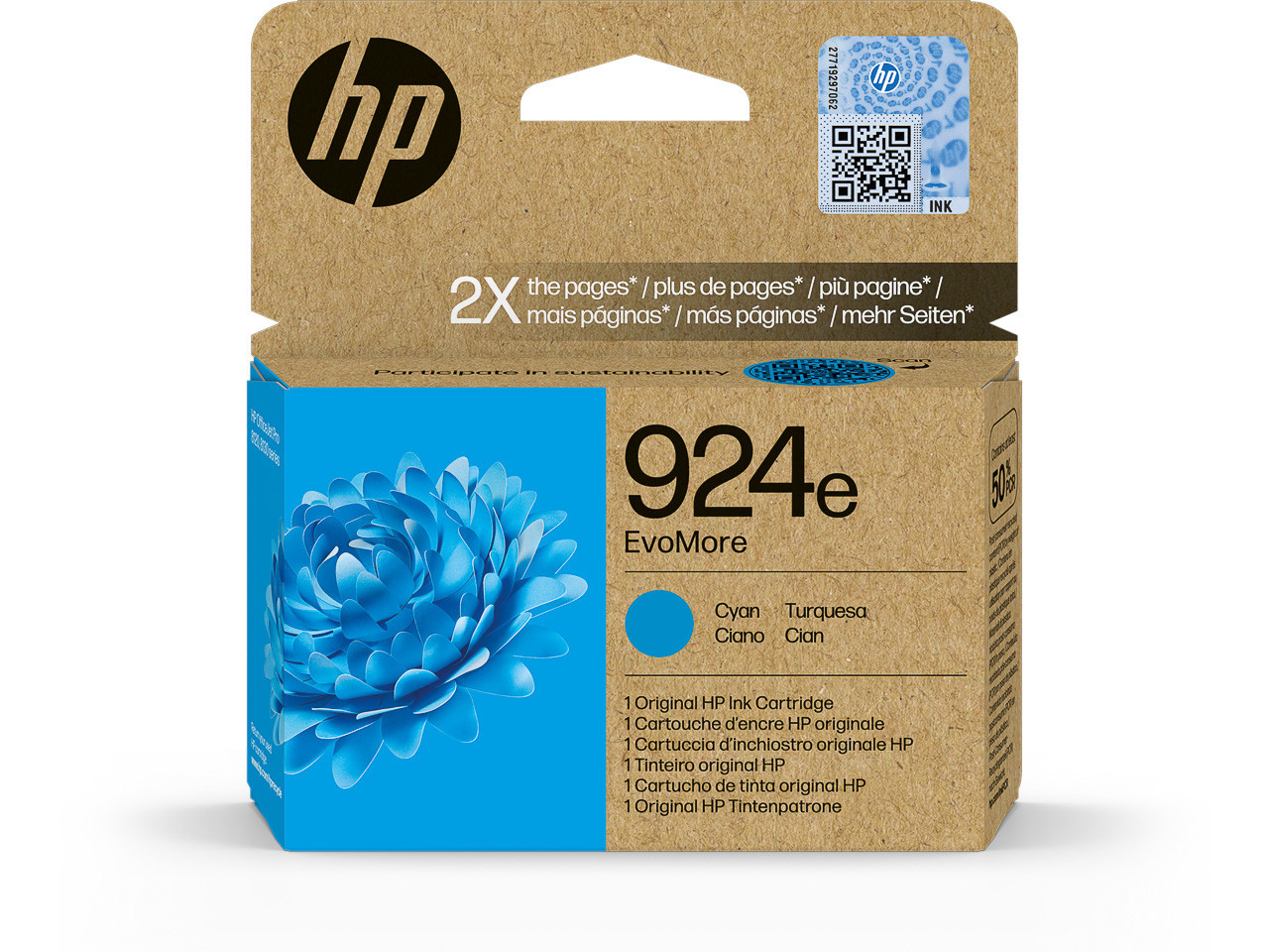 HP (ORIGINAL) - HP 924e Cyan Cartouche d'encre originale 4K0U7NE