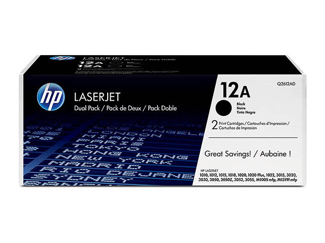 HP (ORIGINAL) - HP 12AD Noir Pack de 2 Cartouches de toner originales Q2612AD